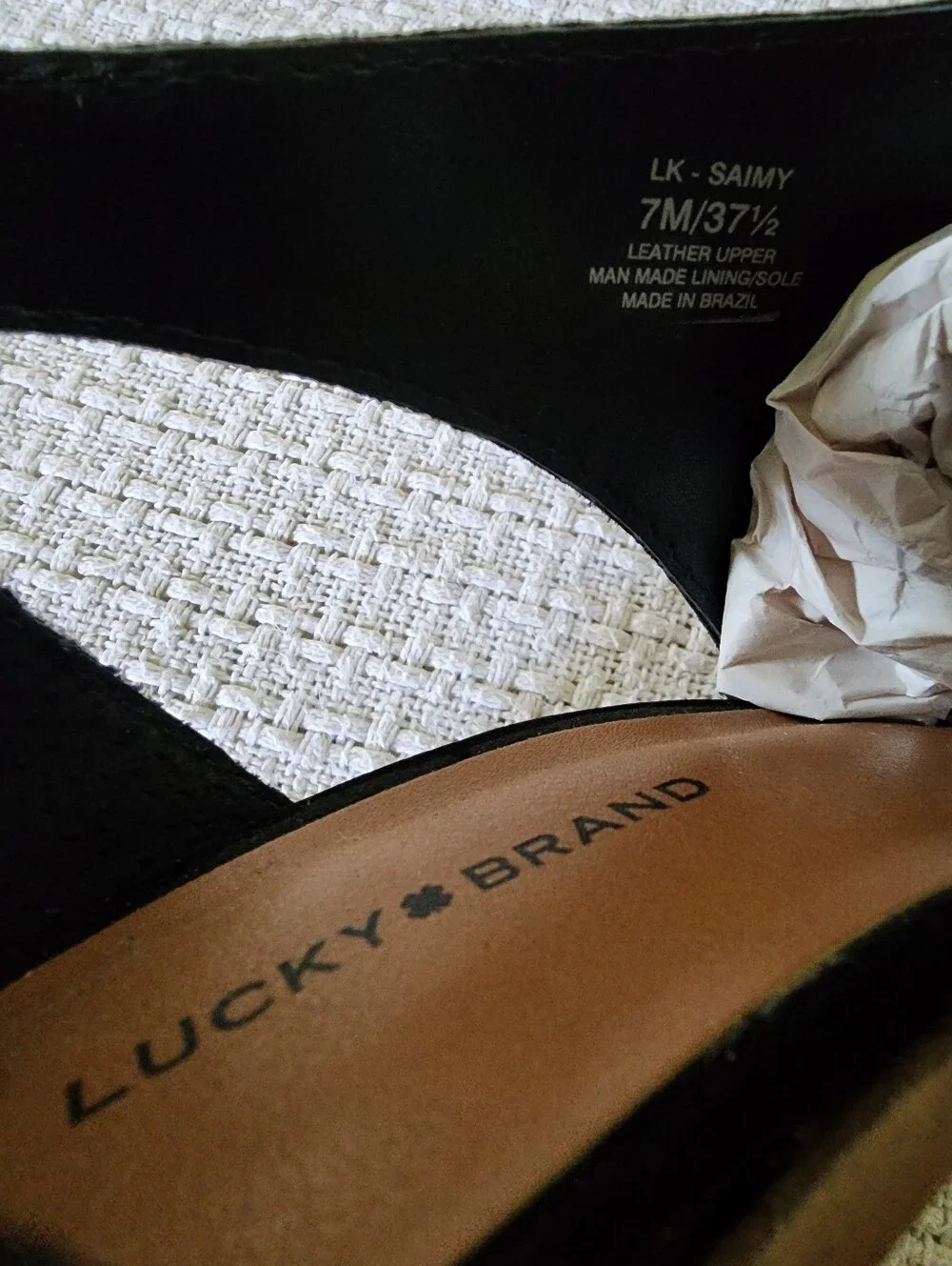 EUC Lucky Brand Saimy Zippered Black Leather Heel